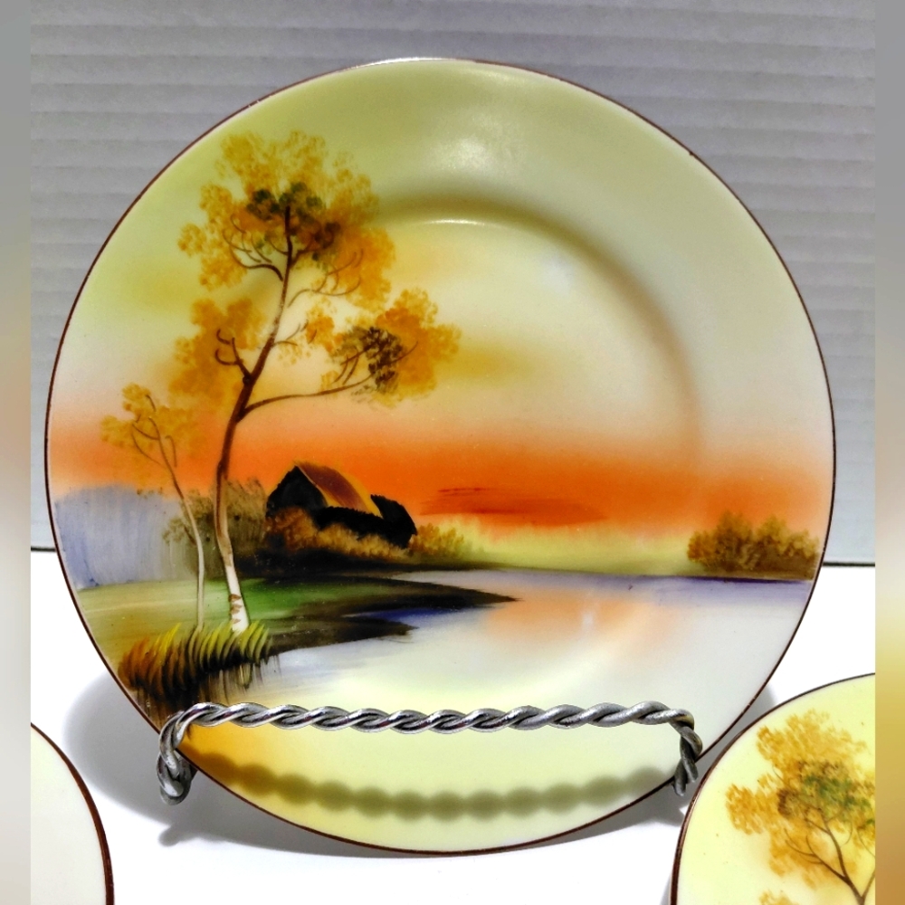 4 Noritake Japan Hand-Painted Sandwhich/Dessert Plates